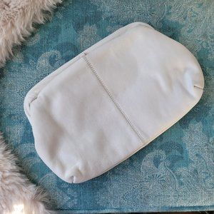 Vintage White Leather Clutch + Crossbody Bag
